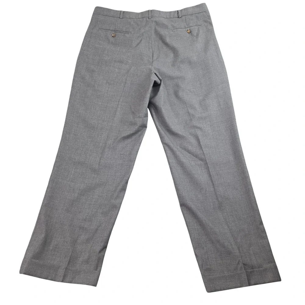 Lands End Dress Pants Mens 37 Gray 100% Wool Pleated Office Professional Career